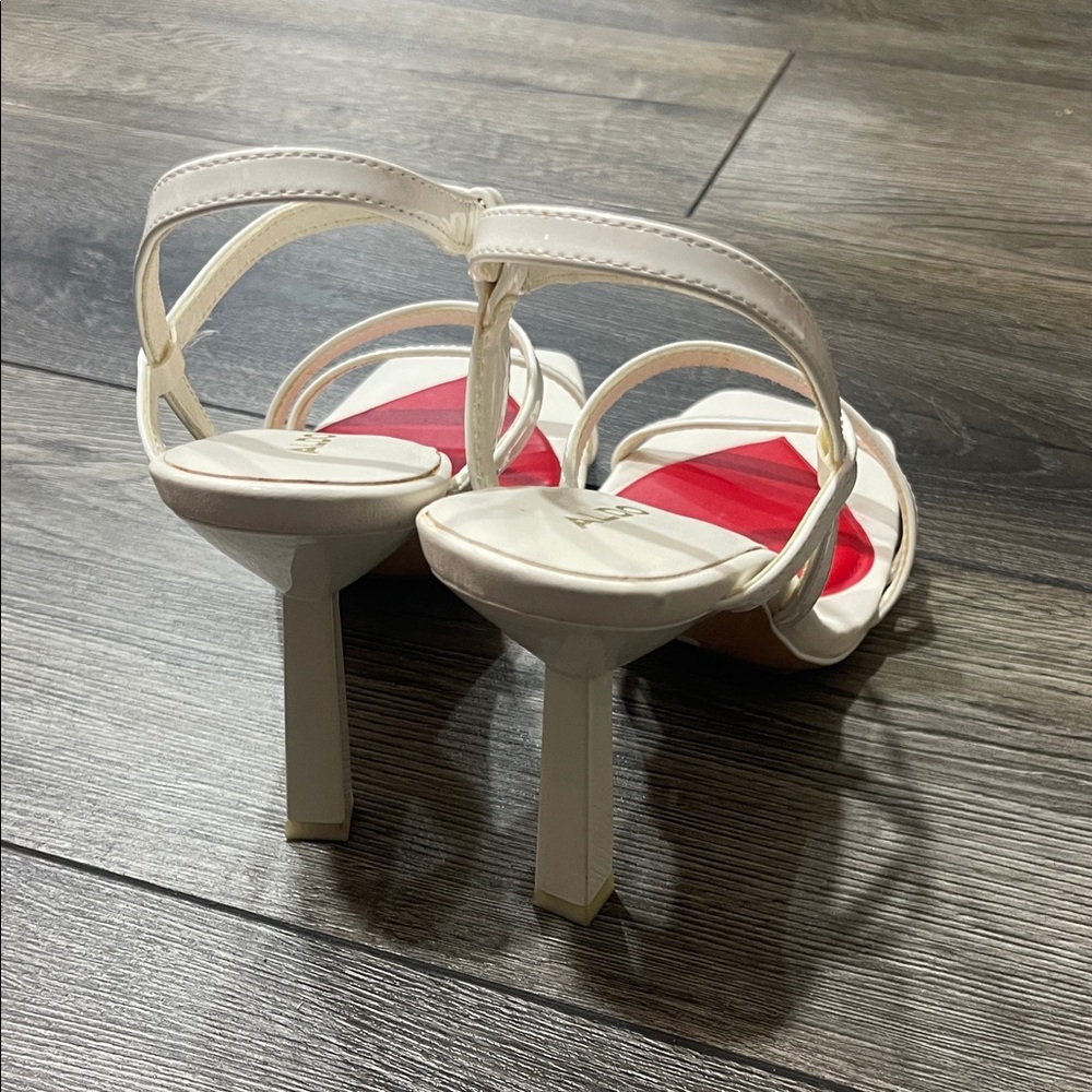 Aldo Strappy Cream Heels with Red Heart - Picture 3 of 3